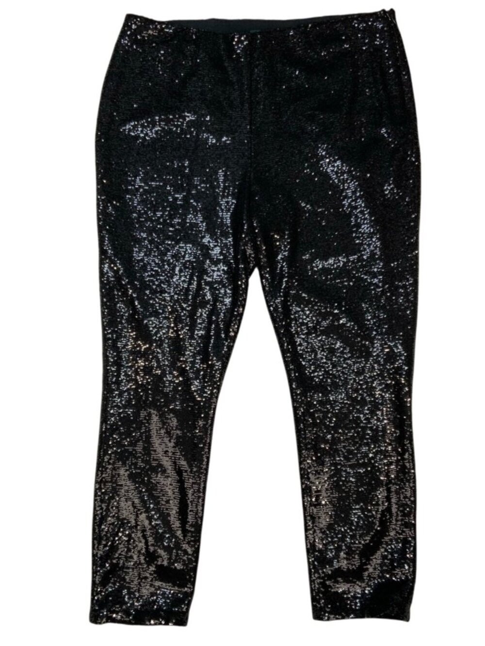 Lauren Ralph Lauren Sequins Pants 16 Black High Rise Slim Party NEW